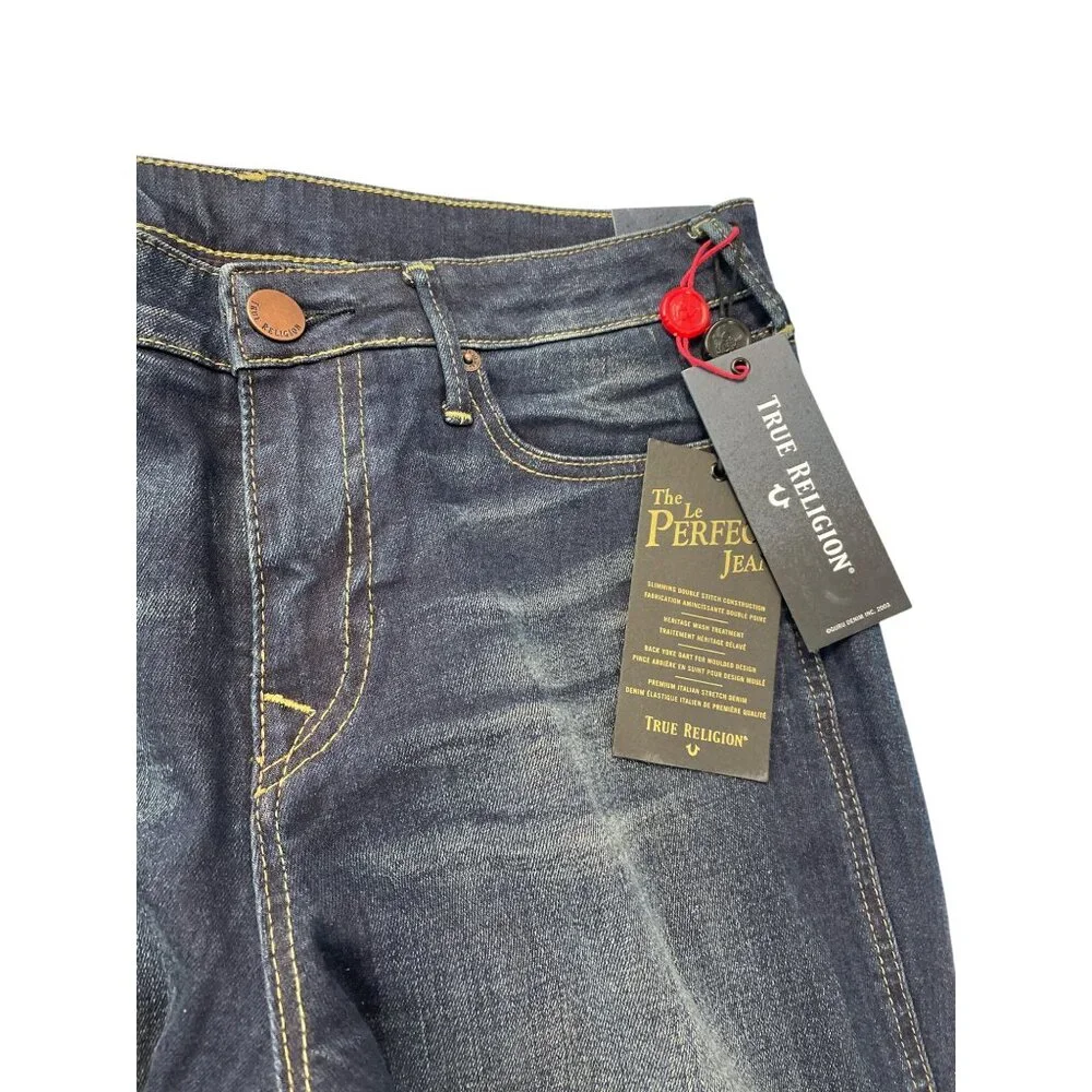 True Religion Becca Mid Rise Bootcut Jeans Size 33 Dark Wash Denim SKU 9279 - Picture 2 of 13